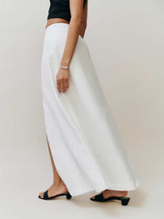 Petites Andi Linen Maxi Skirt - White