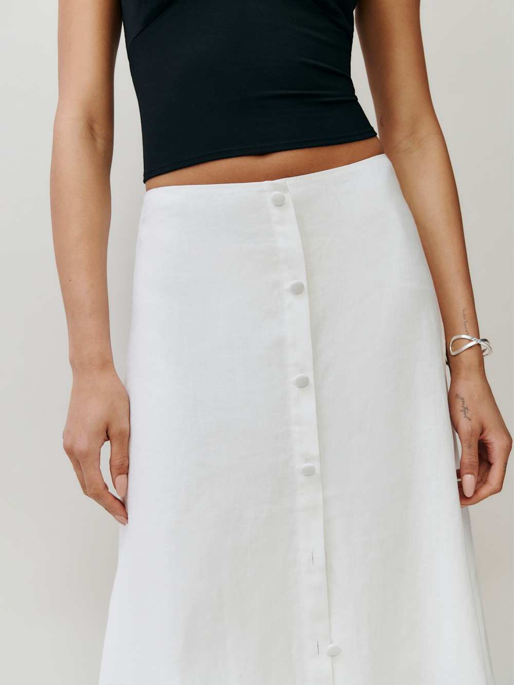 Petites Andi Linen Maxi Skirt - White