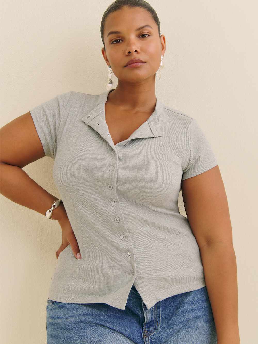 Raelynn Knit Top Es - Heather Grey