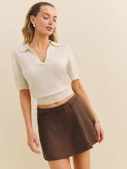 Louise Cashmere Polo Sweater - Cream