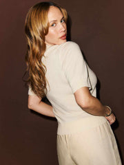 Louise Cashmere Polo Sweater - Cream