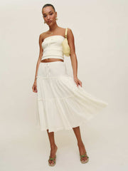 Zazie Cotton Strapless Sweater - Fior Di Latte