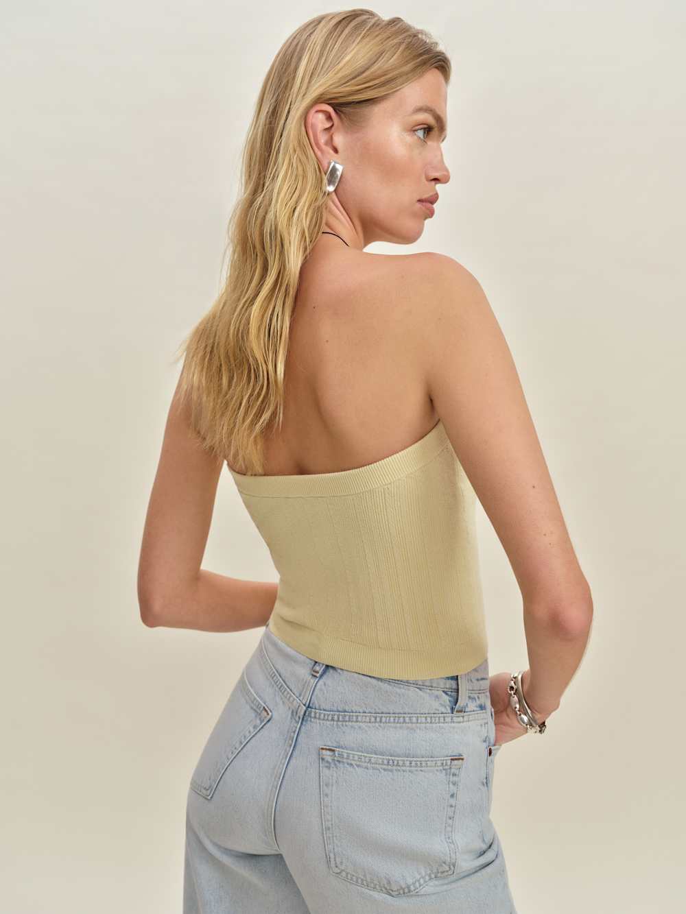 Zazie Cotton Strapless Sweater - Lemon Icing