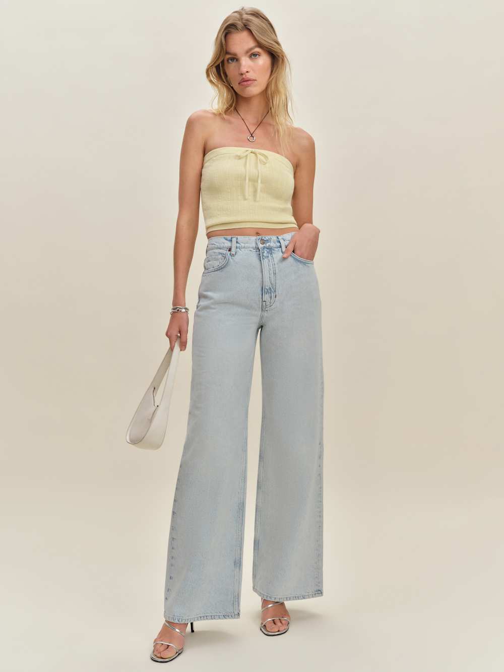 Zazie Cotton Strapless Sweater - Lemon Icing