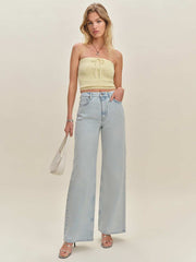 Zazie Cotton Strapless Sweater - Lemon Icing