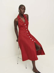 Masha Linen Dress - Sundried Tomato