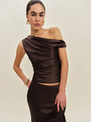 Hera Silk Top - Black Bean