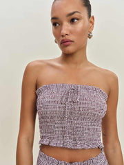 Nesta Top - Lavender Check