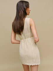 Lilliana Linen Cotton Crochet Dress - Gossamer