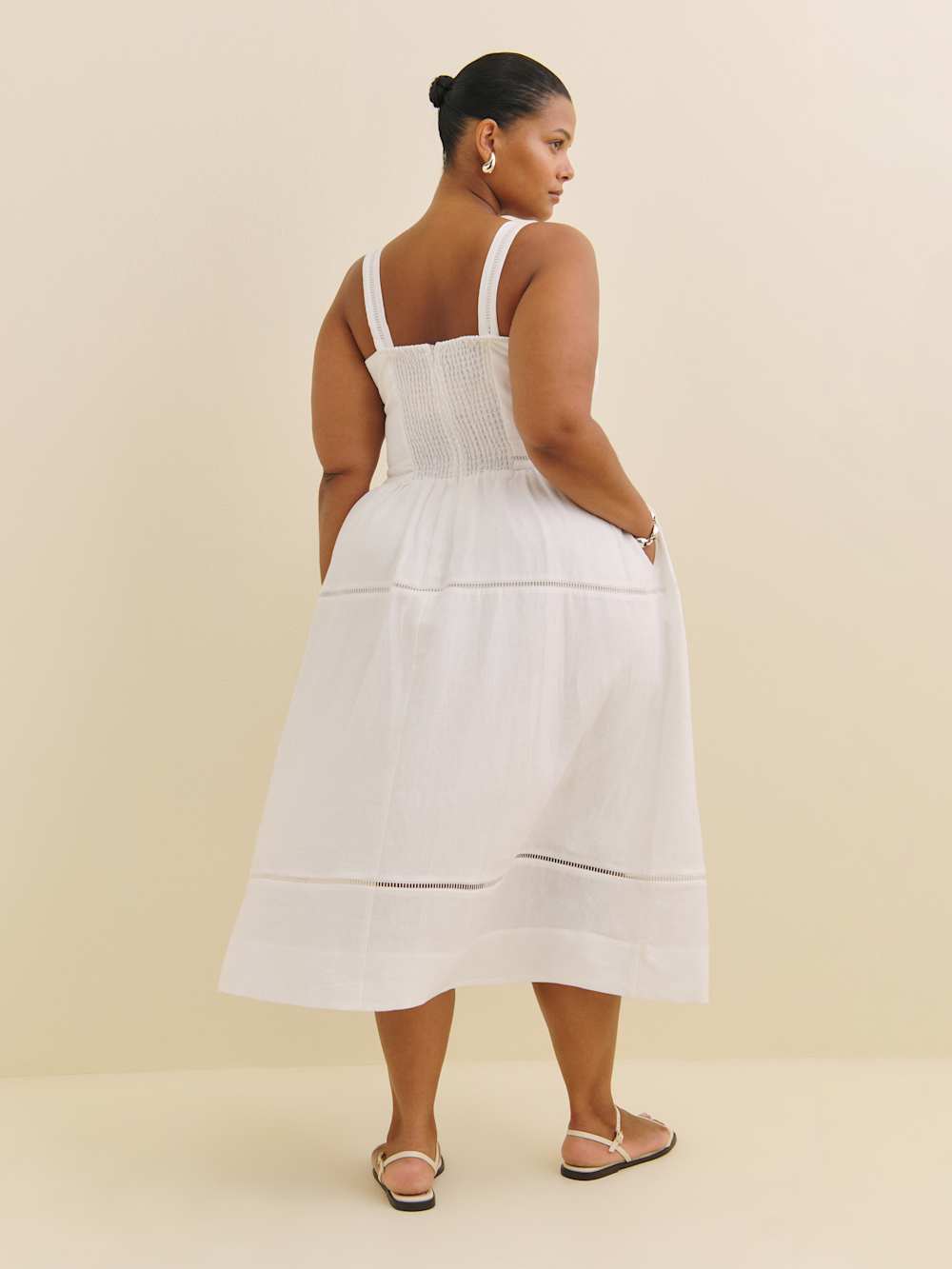 Everett Linen Dress Es - White