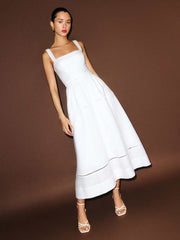 Petites Everett Linen Dress - White