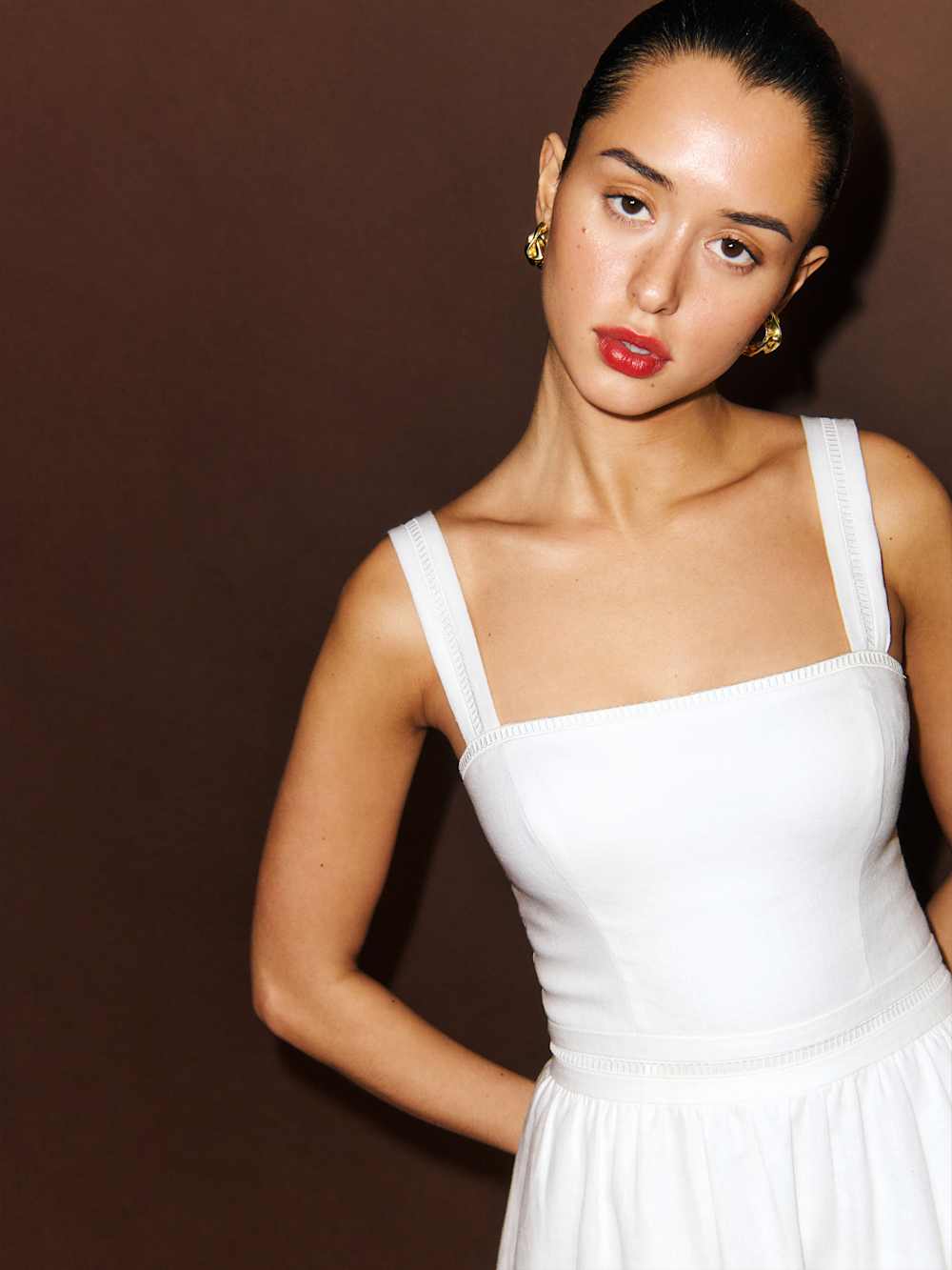 Petites Everett Linen Dress - White