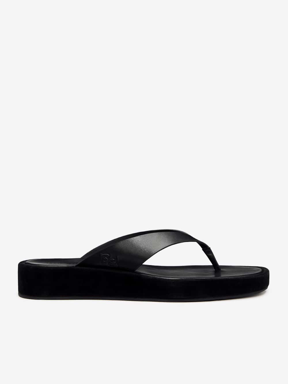 Eden Platform Thong - Black Suede Leather