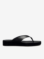 Eden Platform Thong - Black Suede Leather
