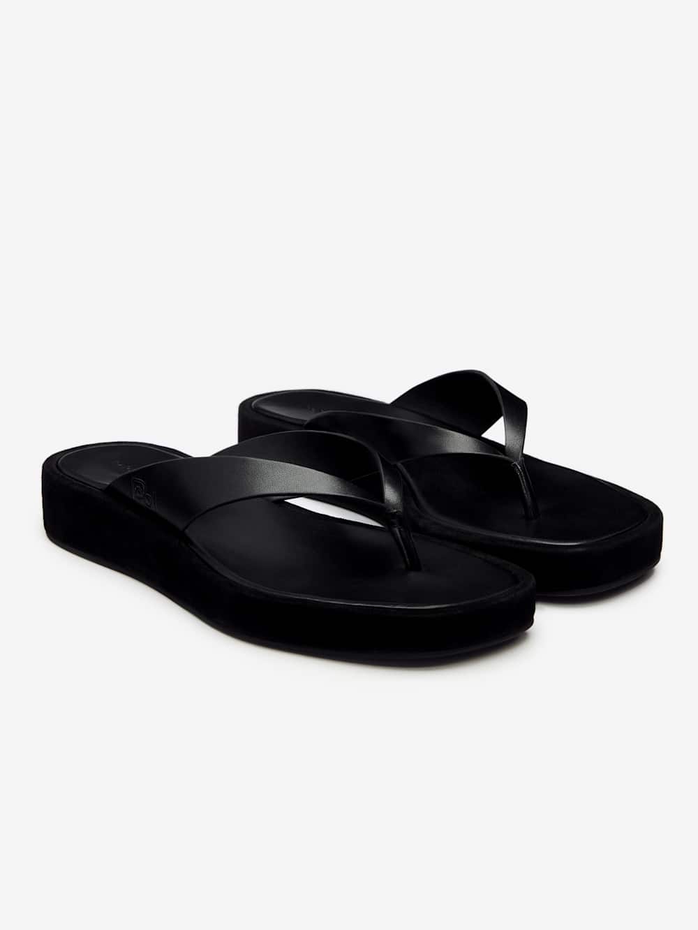 Eden Platform Thong - Black Suede Leather