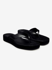 Eden Platform Thong - Black Suede Leather