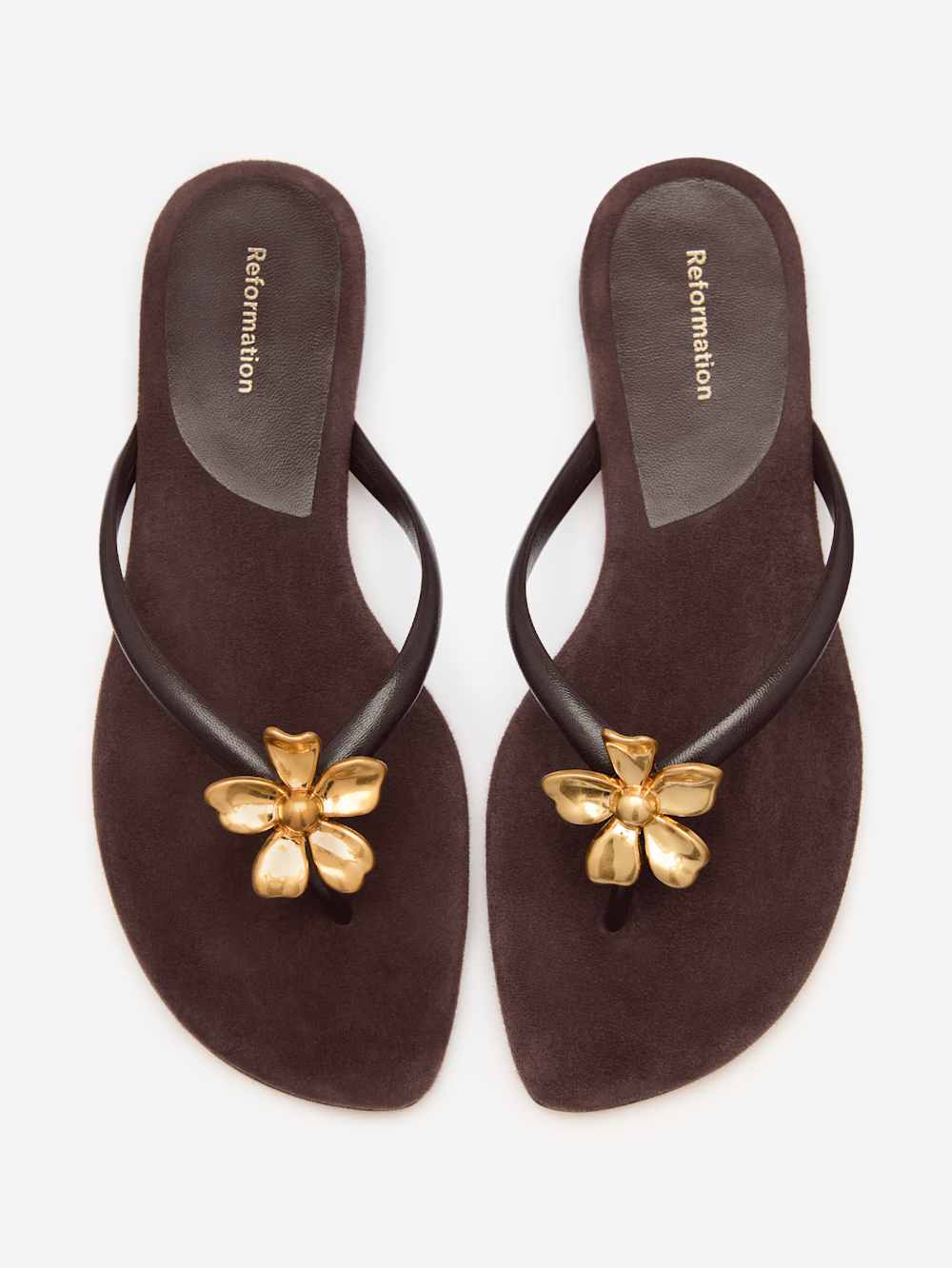 Onyx Thong Sandal - Espresso Suede Flower