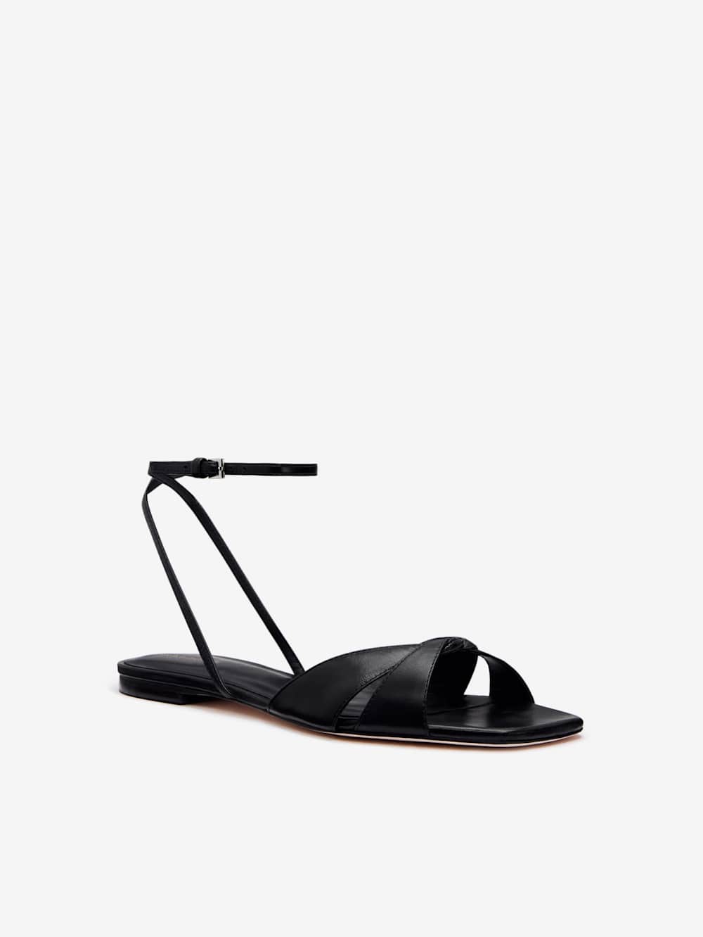 Marigold Flat Sandal - Black Leather