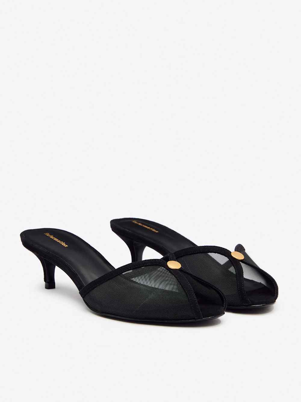Wisdom Peep Toe Mule - Black Mesh