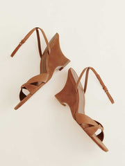 Margo Wedge Sandal - Rum Suede Leather