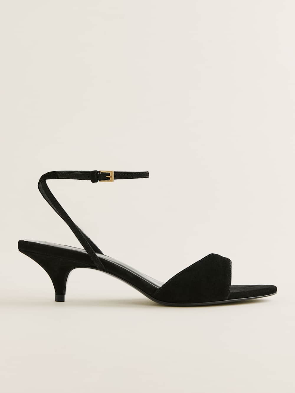 Drew Kitten Heeled Sandal - Black Suede