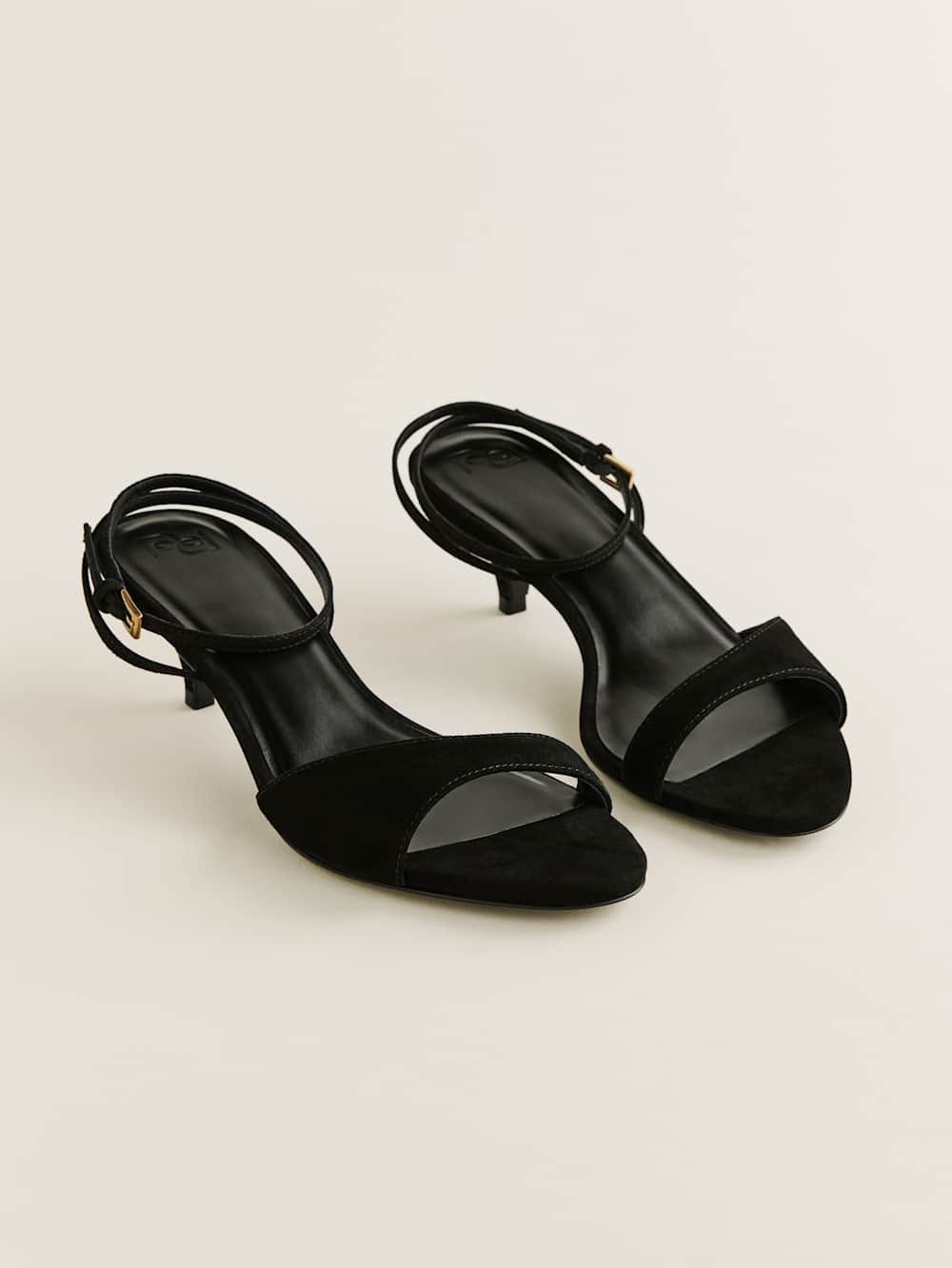 Drew Kitten Heeled Sandal - Black Suede