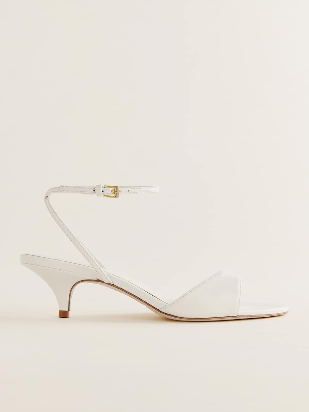 Drew Kitten Heeled Sandal - White Leather