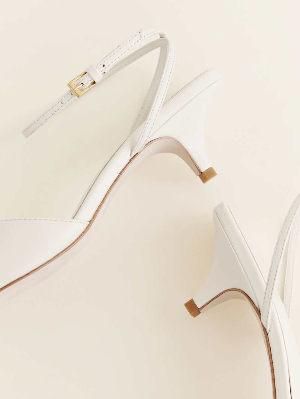 Drew Kitten Heeled Sandal - White Leather