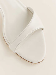 Drew Kitten Heeled Sandal - White Leather