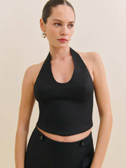 Sasha Linen Top - Black