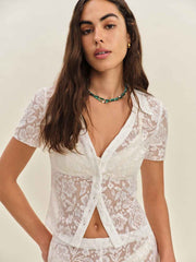 Elinda Top - White Lace