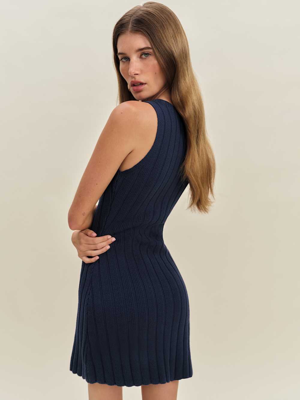 Christa Cotton Sweater Dress - Navy
