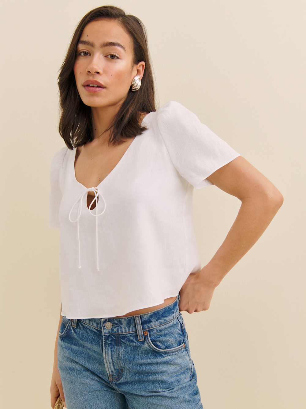 Mayla Linen Top - White