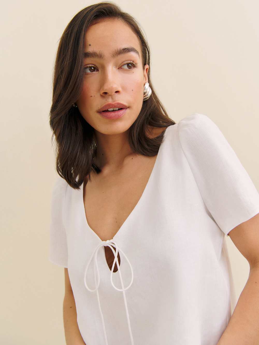 Mayla Linen Top - White