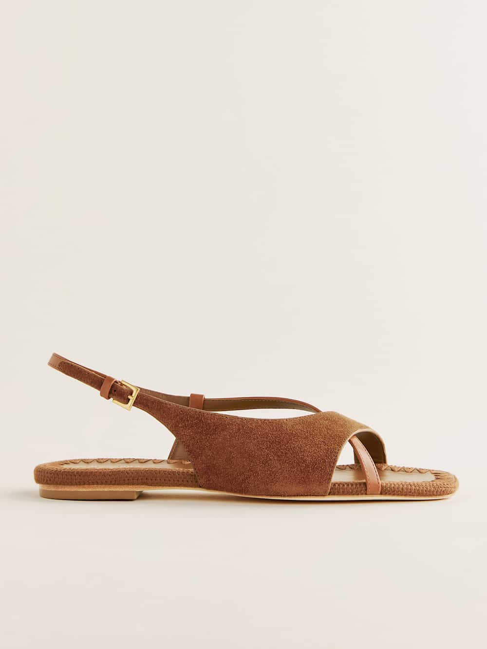 Marion Flat Sandal - Rum Suede Leather