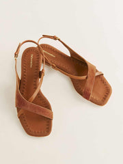 Marion Flat Sandal - Rum Suede Leather