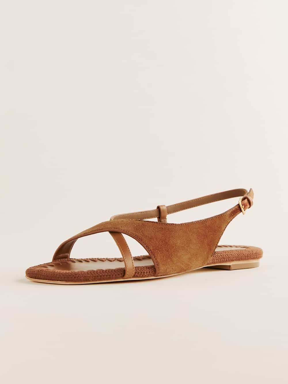 Marion Flat Sandal - Rum Suede Leather
