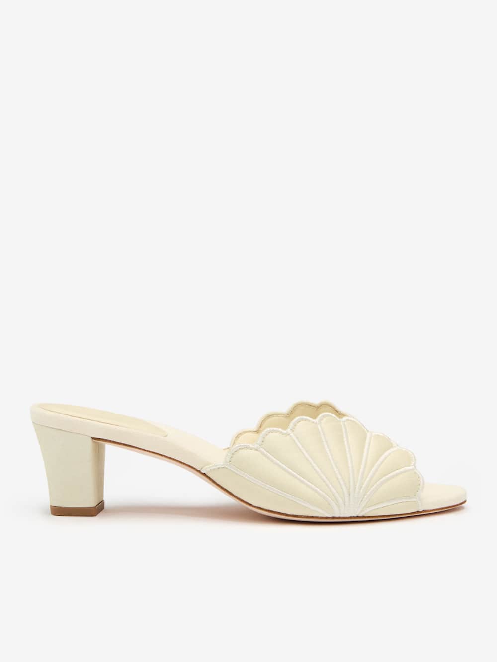 Waldena Block Heeled Mule - Cream Puff Taffeta