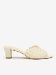 Waldena Block Heeled Mule - Cream Puff Taffeta