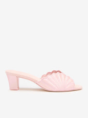 Waldena Block Heeled Mule - Rosewater Satin