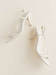Petunia Heeled Sandal - White Leather