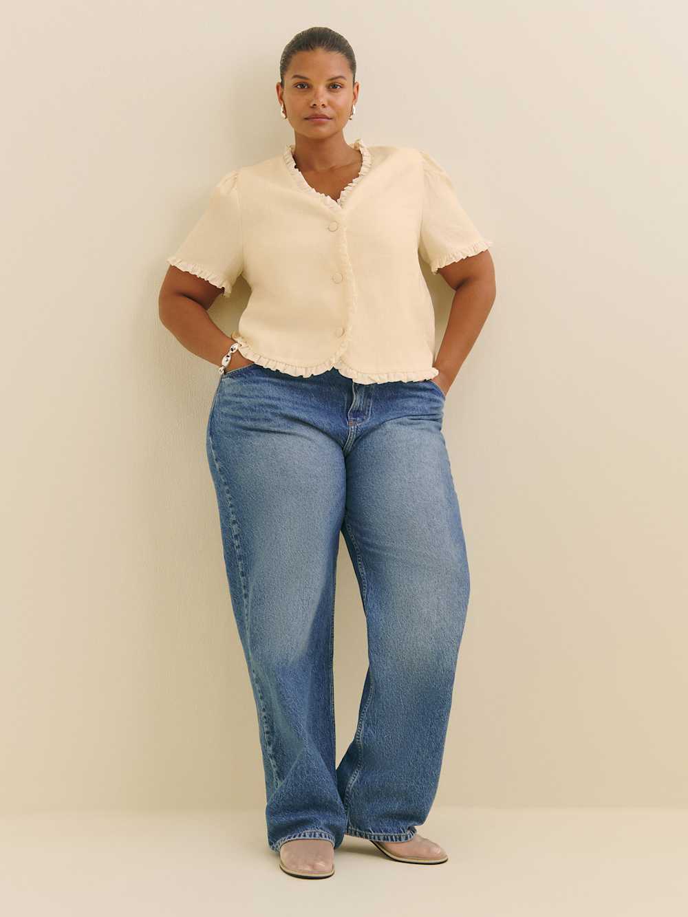 Bess Linen Top Es - Sugar