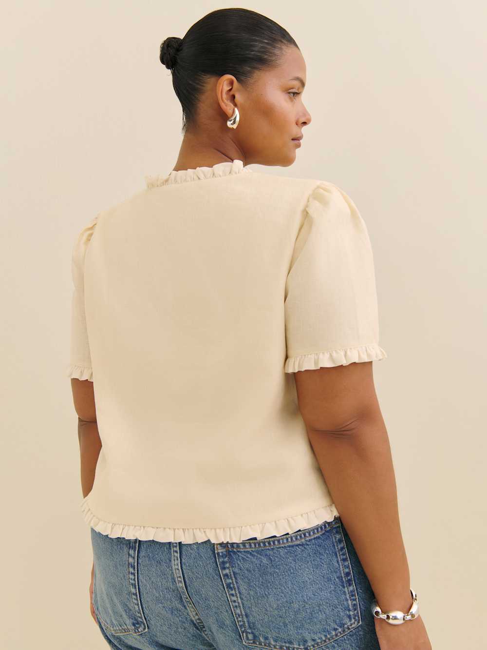 Bess Linen Top Es - Sugar