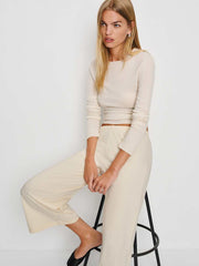 Ruby Cropped Knit Pant - Almond