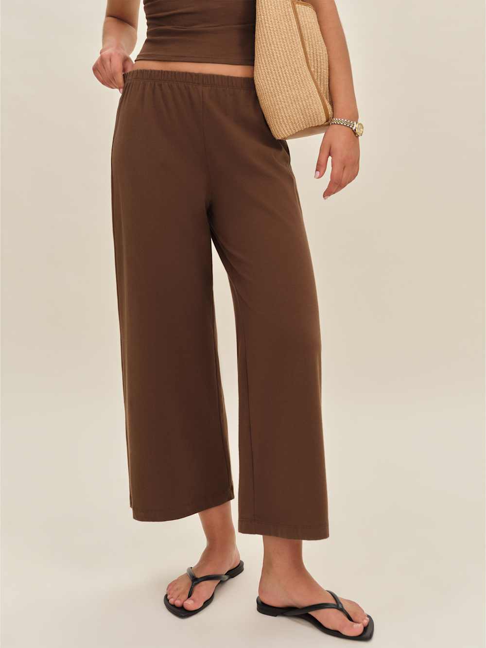 Ruby Cropped Knit Pant - Chocolate Cake