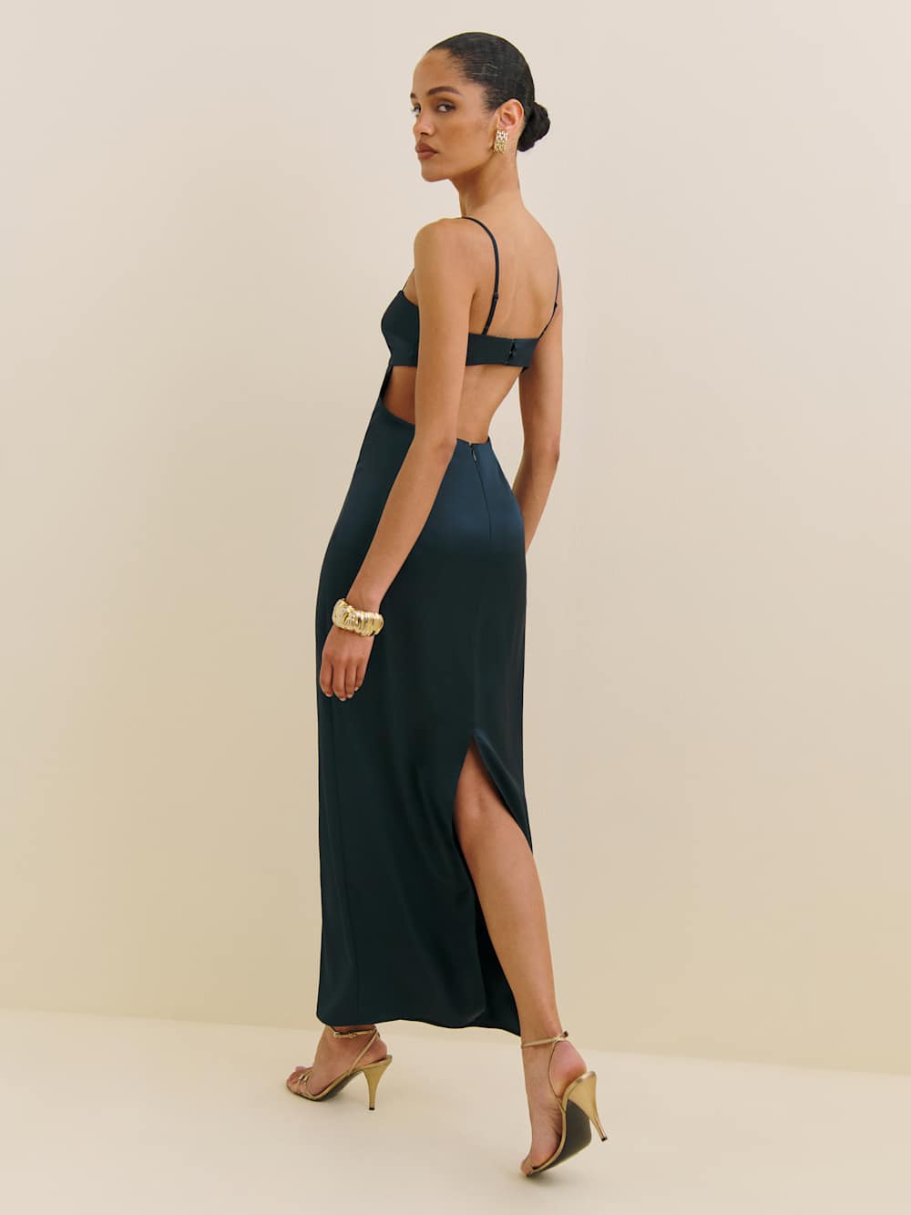 Jane Satin Dress - Navy