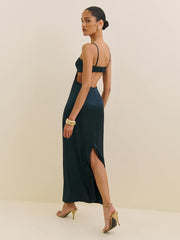 Jane Satin Dress - Navy
