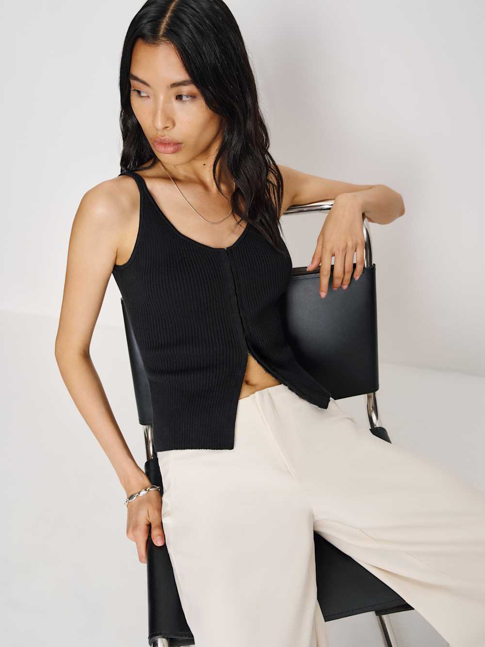 Eloise Cotton Sweater Tank - Black