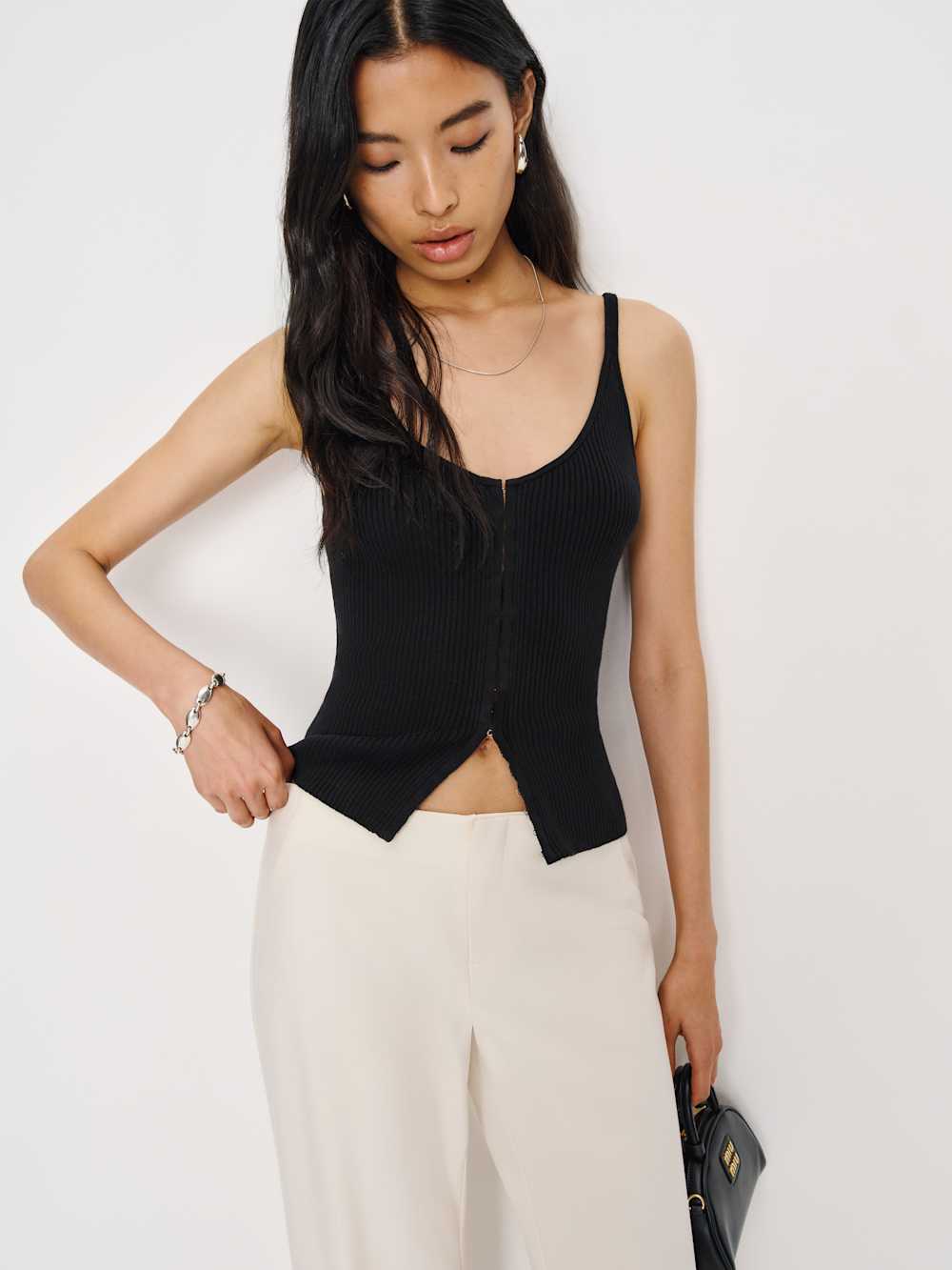Eloise Cotton Sweater Tank - Black