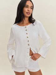 Lucia Linen Jacket - White